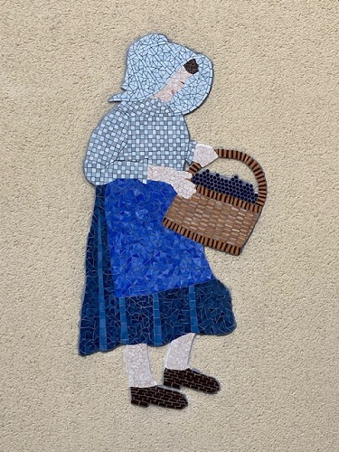 Tableau en mosaïque motif vendangeuse en Emaux de Briare Harmonie et pâte de verre espagnole